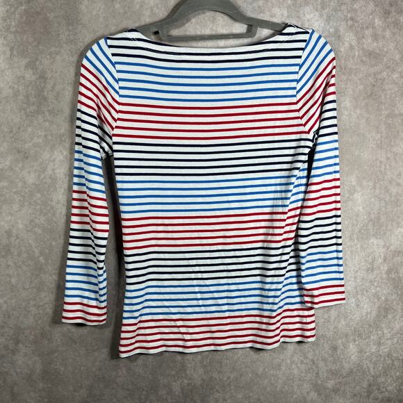 Vineyard Vines Top Womens S Multicolor Striped Boat Neck 3/4 Striped Pima Cotton - Picture 5 of 9